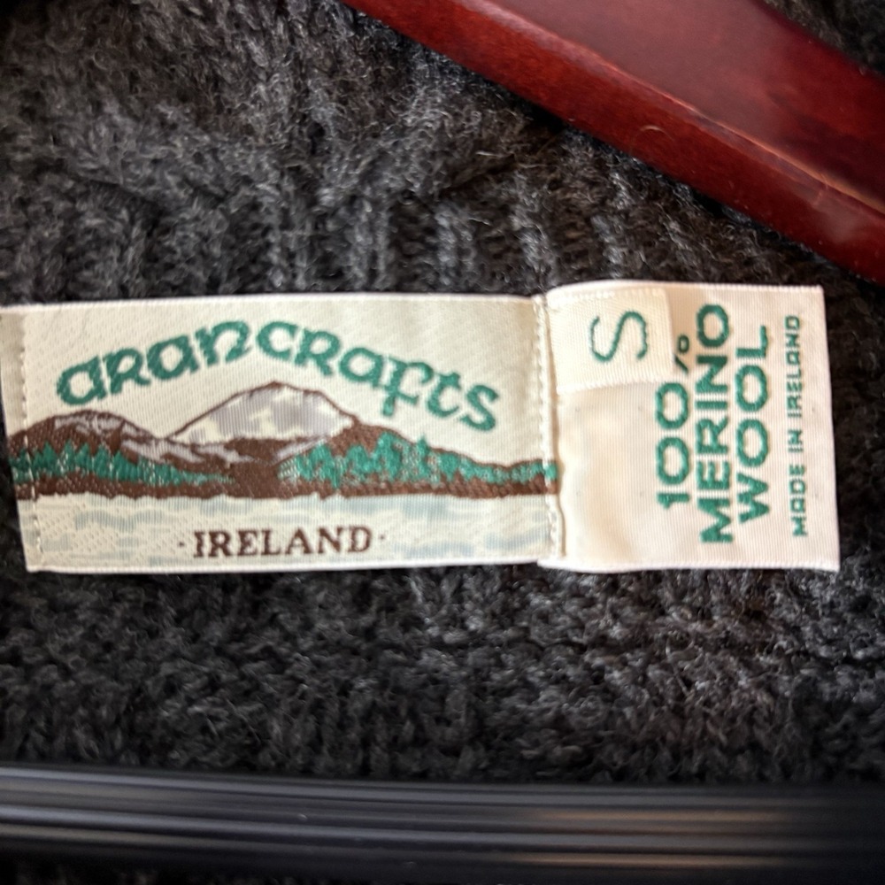 Aran Crafts Ireland Cardigan Women S 100% Merino Wool Cable Knit Long Full Zip - Picture 8 of 11